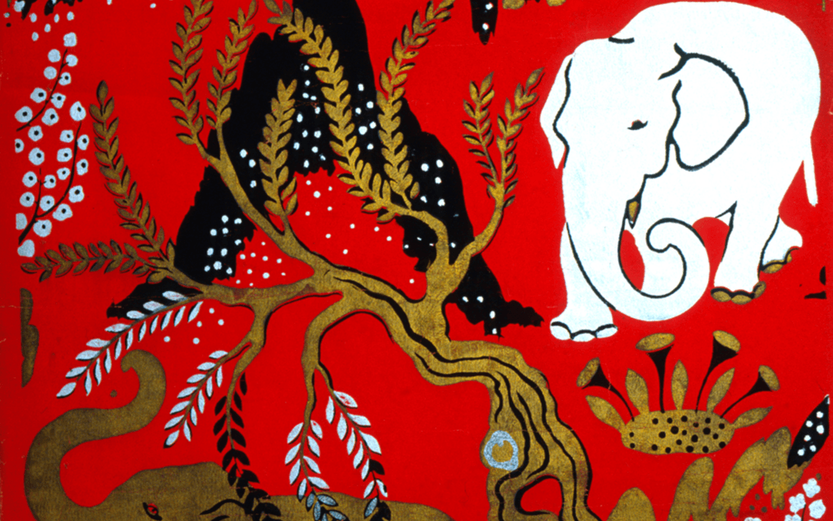 重复图案壁纸上的大象图案（1918-1920）